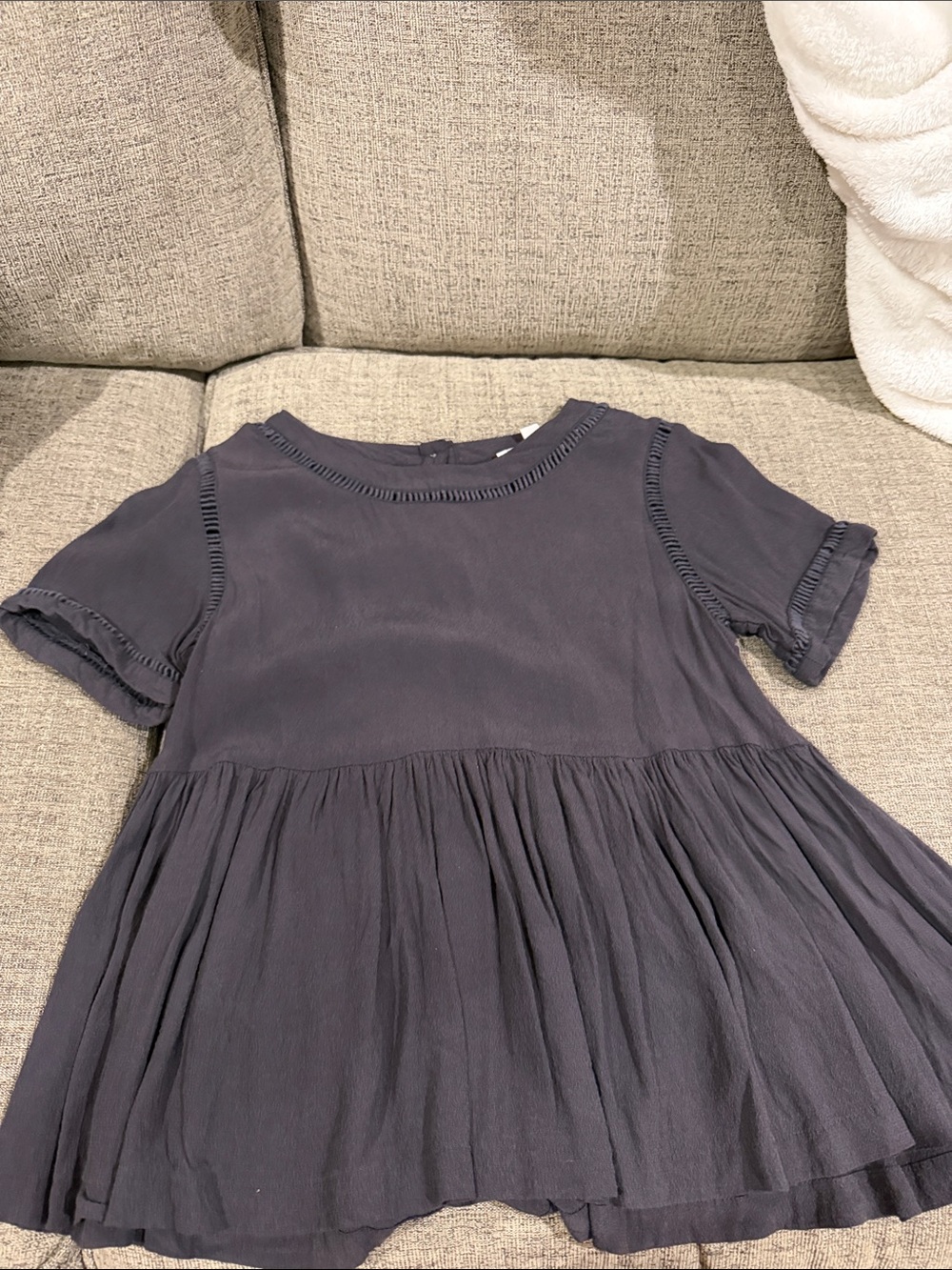 LOFT Grey Short-Sleeve Peplum Tunic